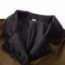 Women Medieval Gothic Mid-Length Coat Brown Stand-Neck Slim-Fit Trench