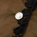 Women Medieval Gothic Mid-Length Coat Brown Stand-Neck Slim-Fit Trench