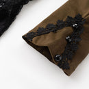 Women Medieval Gothic Mid-Length Coat Brown Stand-Neck Slim-Fit Trench
