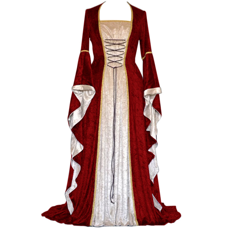 Women Medieval Victorian Cosplay Velvet European Court Square Neckline Dress - AwwwCos