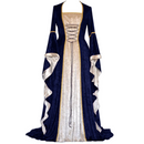 Women Medieval Victorian Cosplay Velvet European Court Square Neckline Dress - AwwwCos