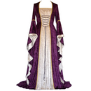 Women Medieval Victorian Cosplay Velvet European Court Square Neckline Dress - AwwwCos