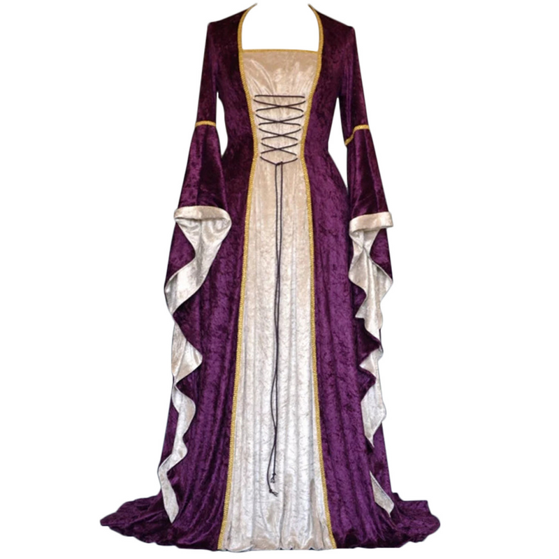 Women Medieval Victorian Cosplay Velvet European Court Square Neckline Dress - AwwwCos