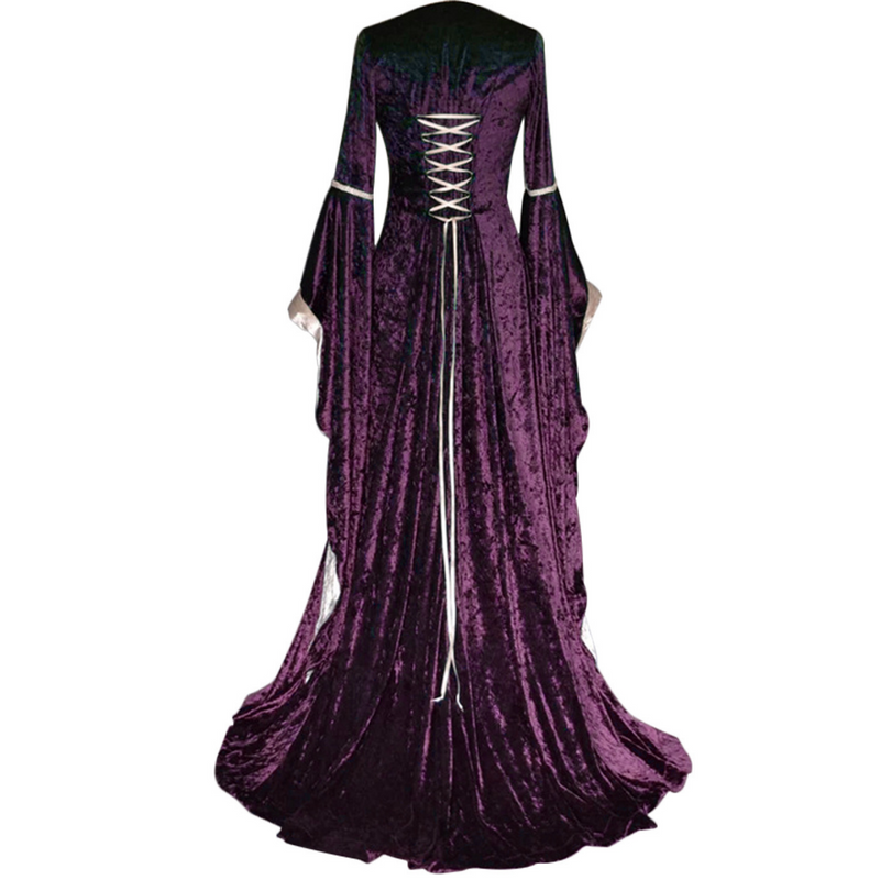 Women Medieval Victorian Cosplay Velvet European Court Square Neckline Dress - AwwwCos