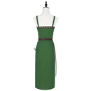 Women Medieval Viking Cosplay Costume Spaghetti Strap Lace Up Peasant Dress - AwwwCos