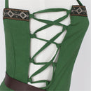 Women Medieval Viking Cosplay Costume Spaghetti Strap Lace Up Peasant Dress - AwwwCos