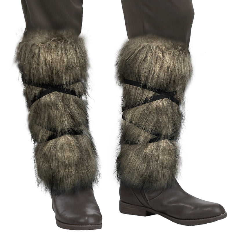Women Men Medieval Viking Barbarian Cosplay Faux Fur Leg Covers Warmers - AwwwCos