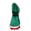 Women Party Christmas Mrs Claus Cosplay Costume Red Green Velvet Dress Hat - AwwwCos