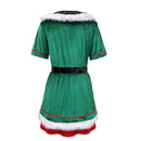 Women Party Christmas Mrs Claus Cosplay Costume Red Green Velvet Dress Hat - AwwwCos