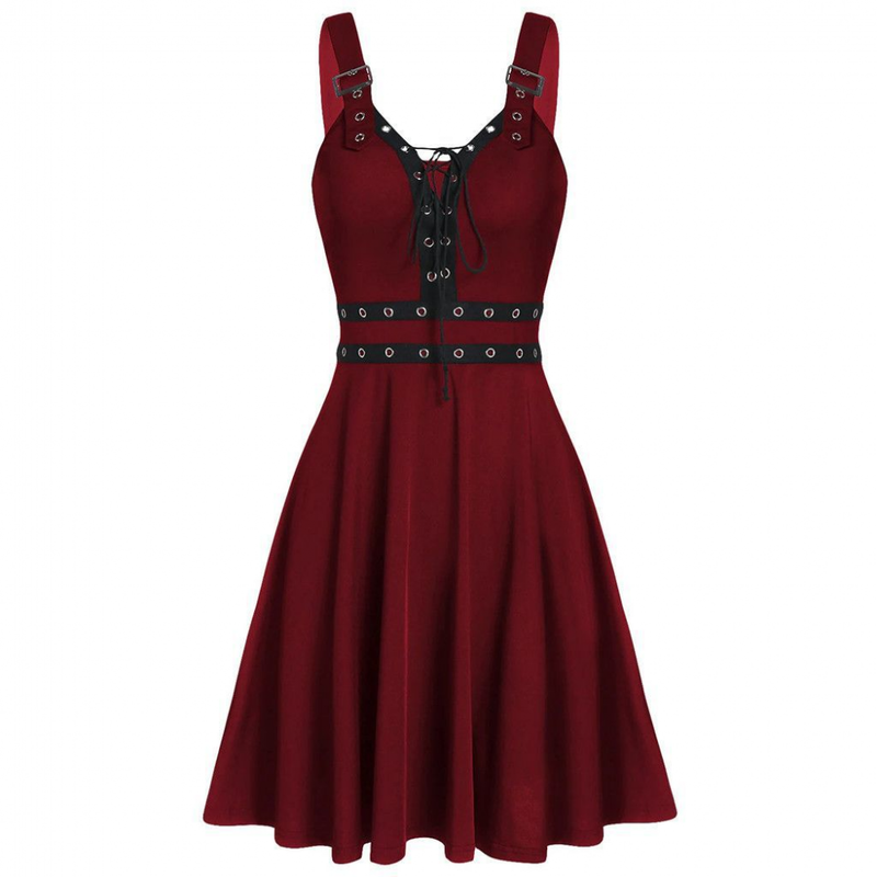 Women Plus Size Wrap Gothic Vintage Spaghtti Strap Party Maxi Dress