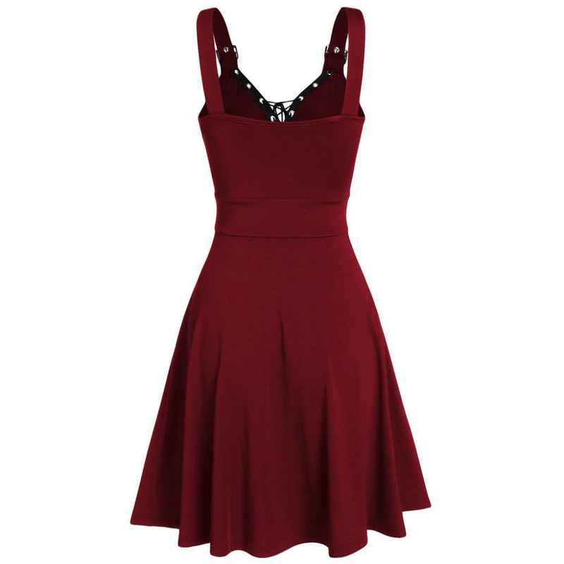 Women Plus Size Wrap Gothic Vintage Spaghtti Strap Party Maxi Dress