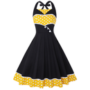 Women Polka Dots Halter Neck 1950s Vintage Sailor Dress - AwwwCos