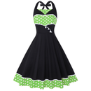 Women Polka Dots Halter Neck 1950s Vintage Sailor Dress - AwwwCos