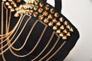 Women Punk Bustier Rivets Chains Spaghetti Strap Skull Bra Corset - AwwwCos