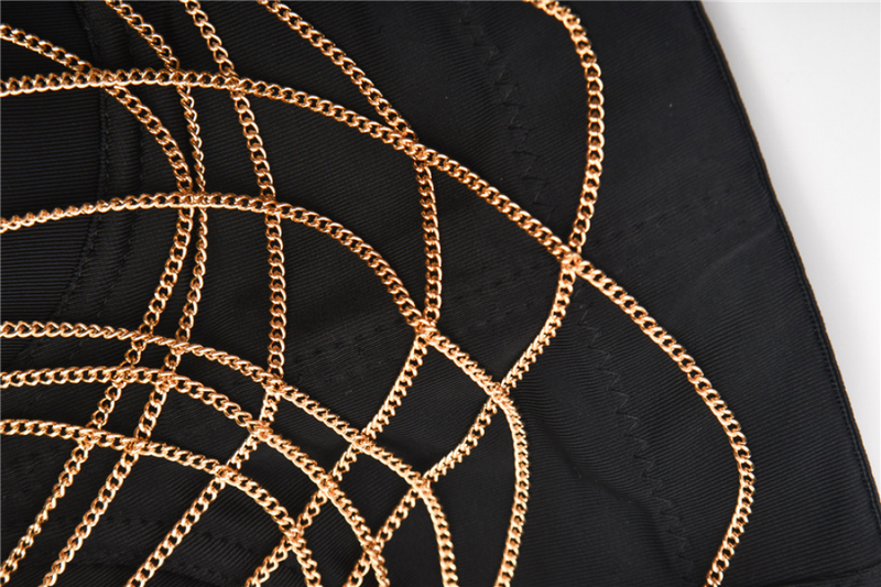 Women Punk Bustier Rivets Chains Spaghetti Strap Skull Bra Corset - AwwwCos