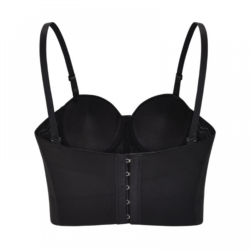 Women Punk Bustier Rivets Chains Spaghetti Strap Skull Bra Corset - AwwwCos
