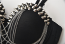 Women Punk Bustier Rivets Chains Spaghetti Strap Skull Bra Corset - AwwwCos