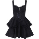 Women Punk Cosplay Costume Layered Lace-up Party Cocktail Fancy Lolita Dress - AwwwCos