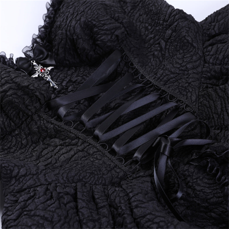 Women Punk Cosplay Costume Layered Lace-up Party Cocktail Fancy Lolita Dress - AwwwCos