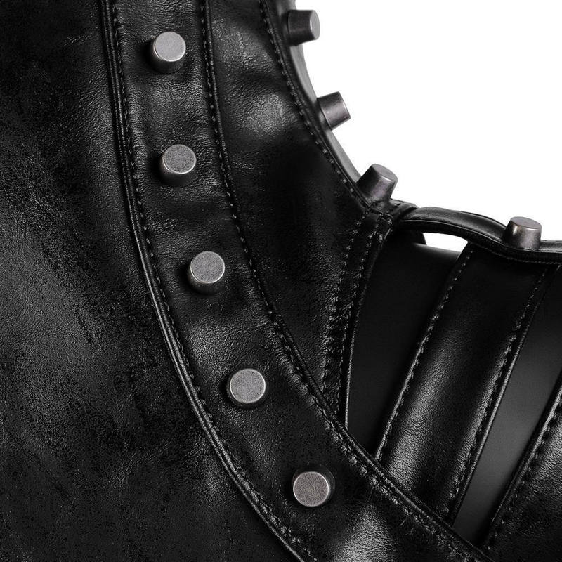 Women Punk Facx Leather Bandage Vest Halloween Stage Performance Armor - AwwwCos