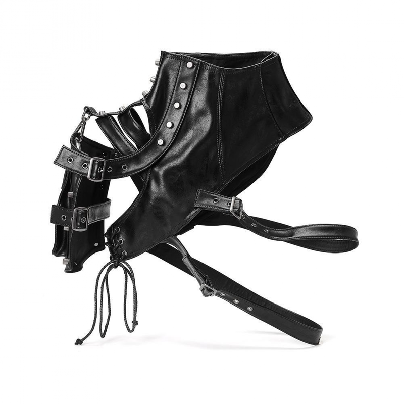 Women Punk Facx Leather Bandage Vest Halloween Stage Performance Armor - AwwwCos