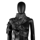 Women Punk Facx Leather Bandage Vest Halloween Stage Performance Armor - AwwwCos