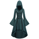 Women Punk Hooded Top Flare Sleeves High Low Hem Gothic Top - AwwwCos