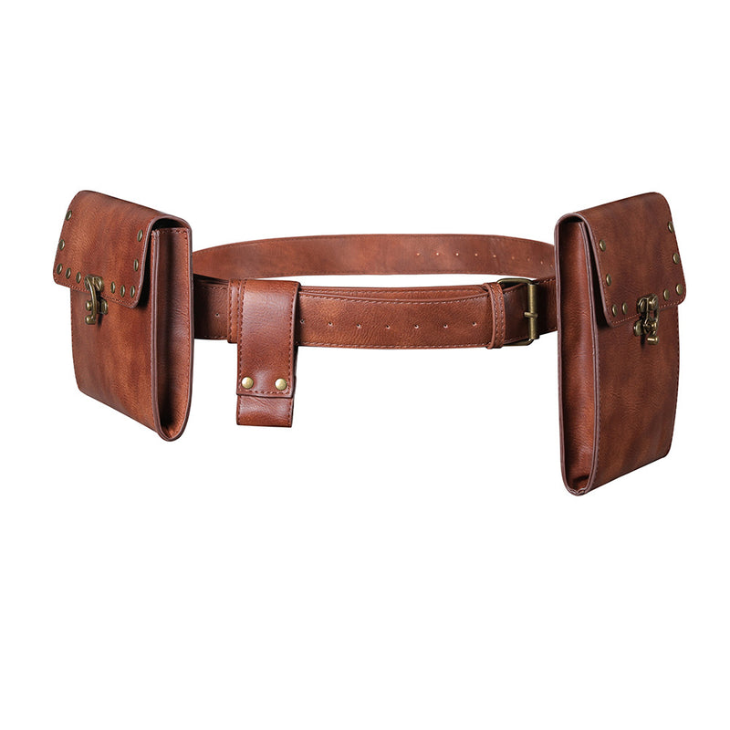 Women Punk Style Brown Outdoor Mobile Phone Mini Bag Sports Casual WaistBag - AwwwCos