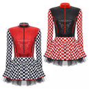 Women Racing Motorcycle Cheerleader Cospaly Sequins Red Plaid Fancy Dress - AwwwCos