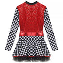 Women Racing Motorcycle Cheerleader Cospaly Sequins Red Plaid Fancy Dress - AwwwCos