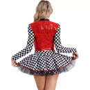 Women Racing Motorcycle Cheerleader Cospaly Sequins Red Plaid Fancy Dress - AwwwCos