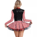 Women Racing Motorcycle Cheerleader Cospaly Sequins Red Plaid Fancy Dress - AwwwCos
