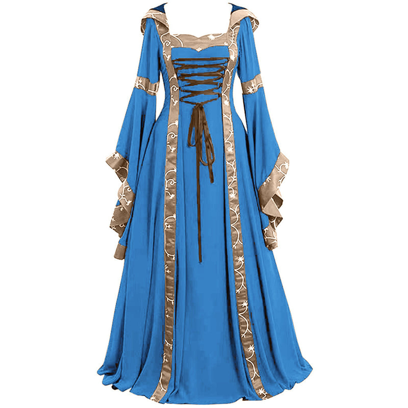 Women Renaissance Cosplay Victorian Vintage Retro Gown Square Neckline Dress