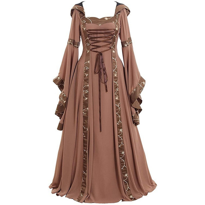 Women Renaissance Cosplay Victorian Vintage Retro Gown Square Neckline Dress