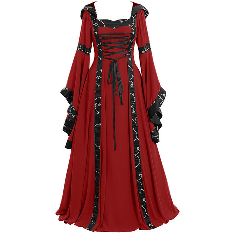 Women Renaissance Cosplay Victorian Vintage Retro Gown Square Neckline Dress