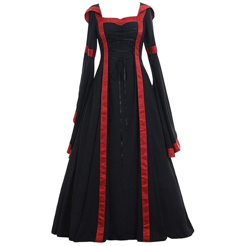 Women Renaissance Cosplay Victorian Vintage Retro Gown Square Neckline Dress