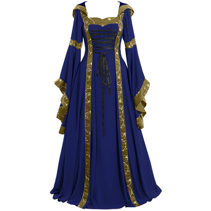 Women Renaissance Cosplay Victorian Vintage Retro Gown Square Neckline Dress