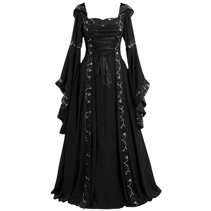 Women Renaissance Cosplay Victorian Vintage Retro Gown Square Neckline Dress