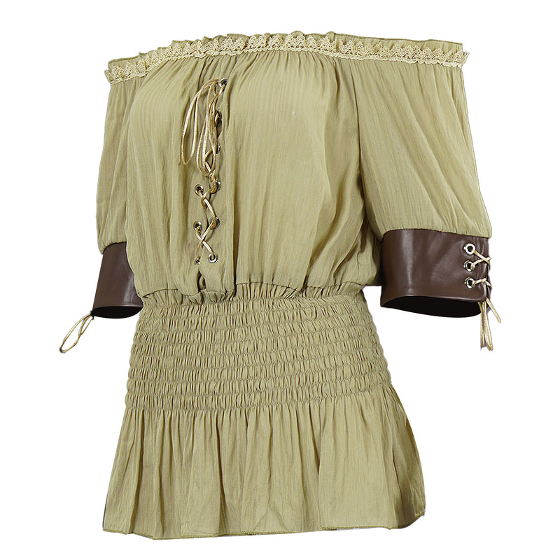 Women Renaissance Shirt Off The Shoulder Peplum Blouse Peasant Dressy Top