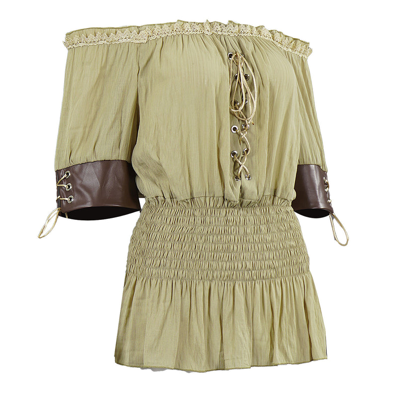 Women Renaissance Shirt Off The Shoulder Peplum Blouse Peasant Dressy Top