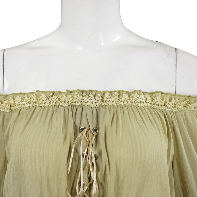 Women Renaissance Shirt Off The Shoulder Peplum Blouse Peasant Dressy Top