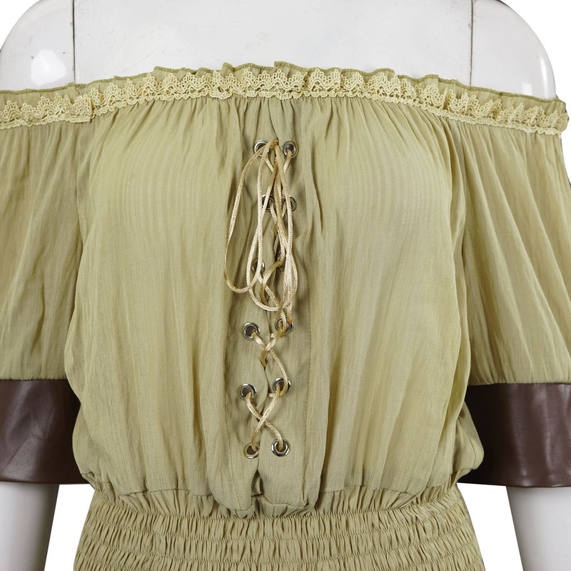 Women Renaissance Shirt Off The Shoulder Peplum Blouse Peasant Dressy Top