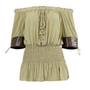 Women Renaissance Shirt Off The Shoulder Peplum Blouse Peasant Dressy Top - AwwwCos