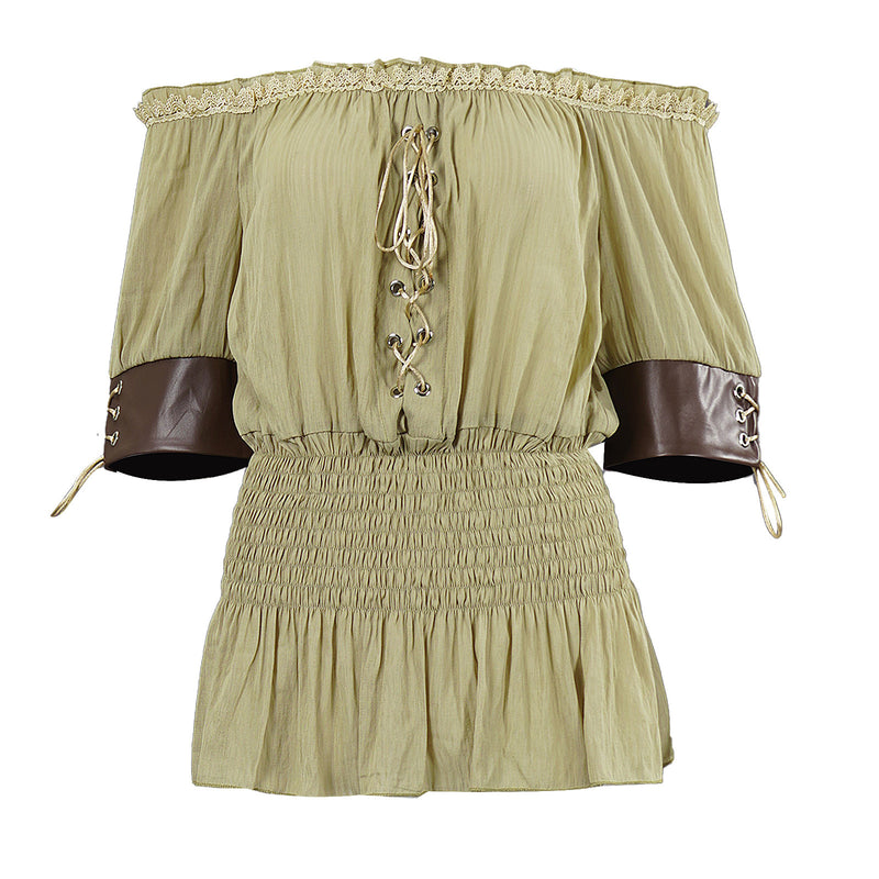 Women Renaissance Shirt Off The Shoulder Peplum Blouse Peasant Dressy Top