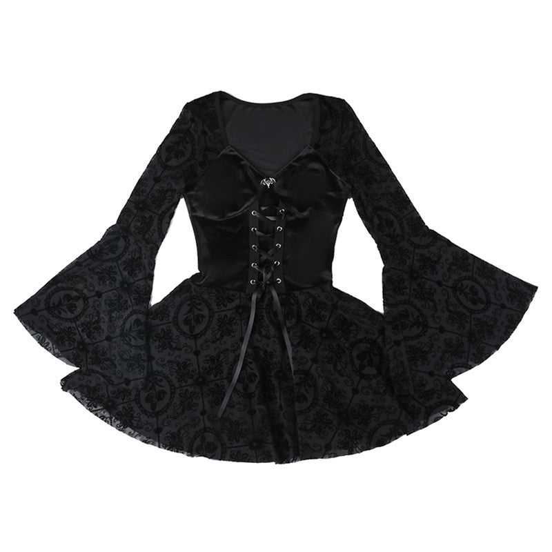 Women Renaissance Victorian Gothic Witch Cosplay Costume Lace-up Dress - AwwwCos