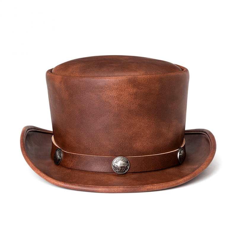 Women Retro Faux Leather Dome Neutral Magic Hat Punk Gentleman Party Hat - AwwwCos