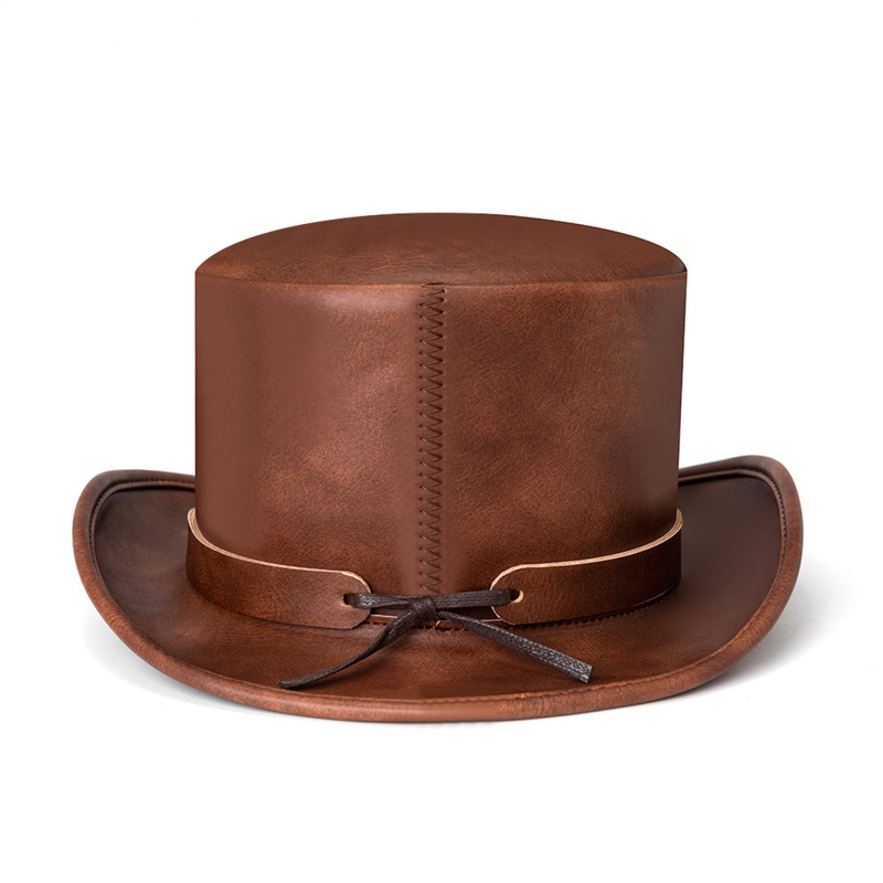 Women Retro Faux Leather Dome Neutral Magic Hat Punk Gentleman Party Hat - AwwwCos