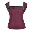 Women Retro Gothic Lace Up Sleeveless Patchwork Crepe Casual Blouse Top - AwwwCos