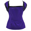 Women Retro Gothic Lace Up Sleeveless Patchwork Crepe Casual Blouse Top - AwwwCos