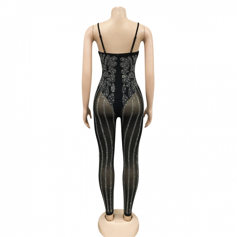 Women Rhinestone Sexy Jumpsuit Party Evening Club Night Outfits - AwwwCos